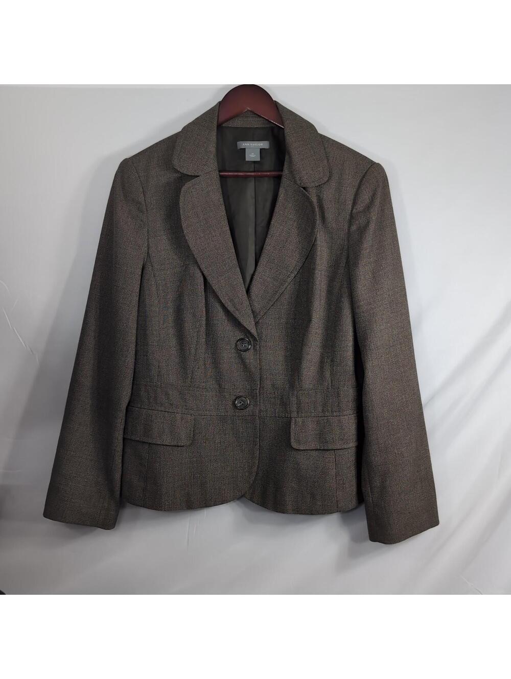 Ann Taylor brown herringbone wool cashmere blend blazer. Size 14